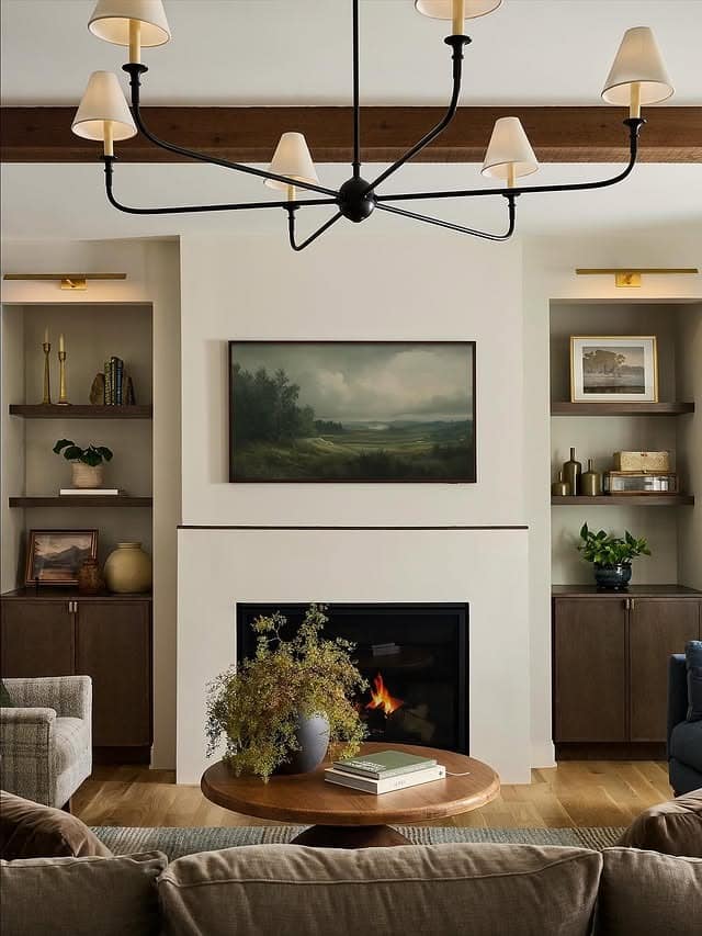 19. Refined Rustic Modern Mix - fireplace living room ideas