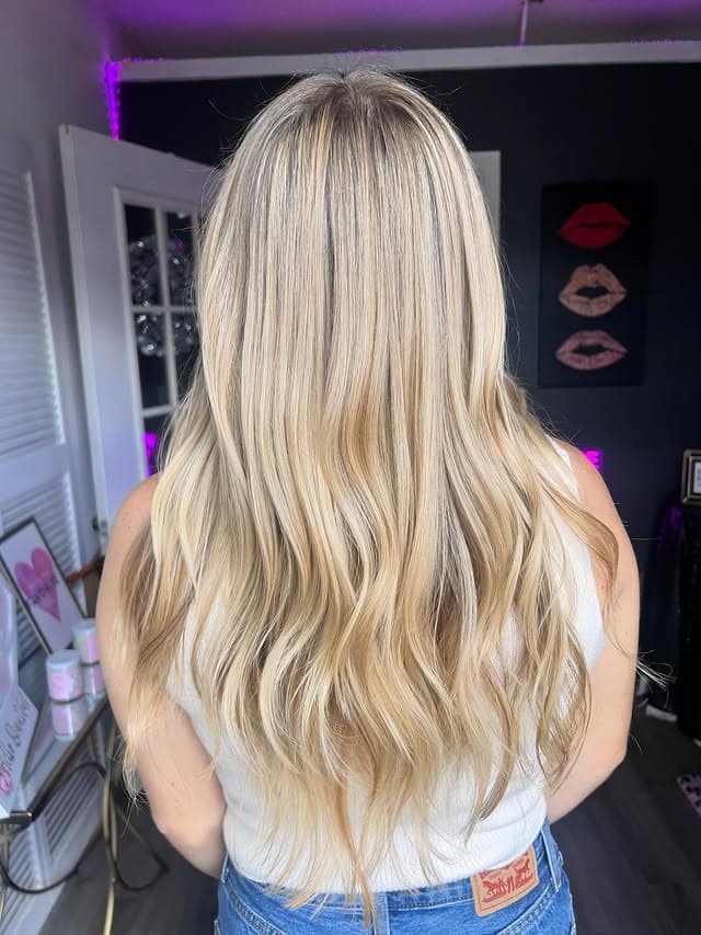 5. Golden Champagne Balayage - Blonde Highlights Hair Color