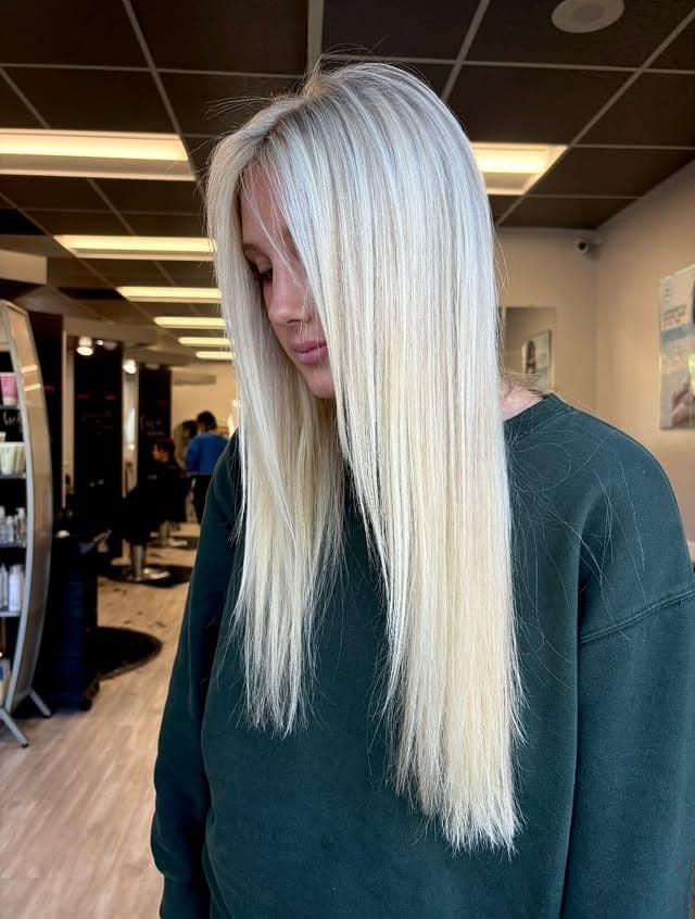 13. Frosted Blonde Straight Finish - Blonde Highlights Hair Color