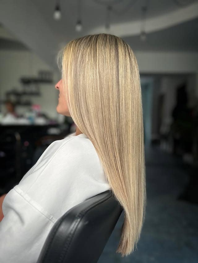 15. Polished Champagne Blonde with Sleek Finish - Blonde Highlights Hair Color