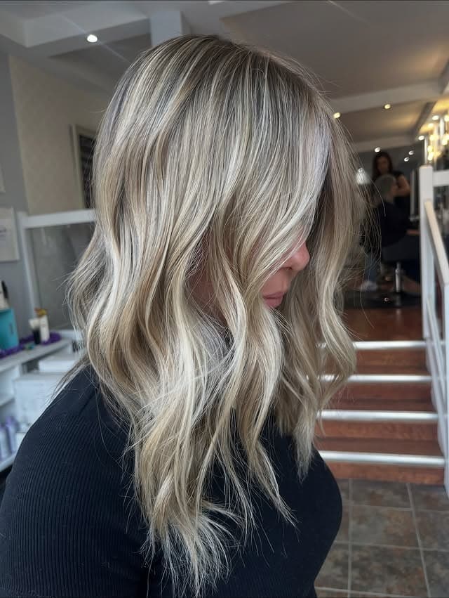 16. Ash Blonde Balayage with Face-Framing Waves - Blonde Highlights Hair Color