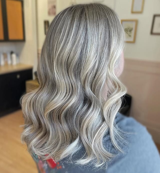 20. Platinum Silver Waves - Blonde Highlights Hair Color