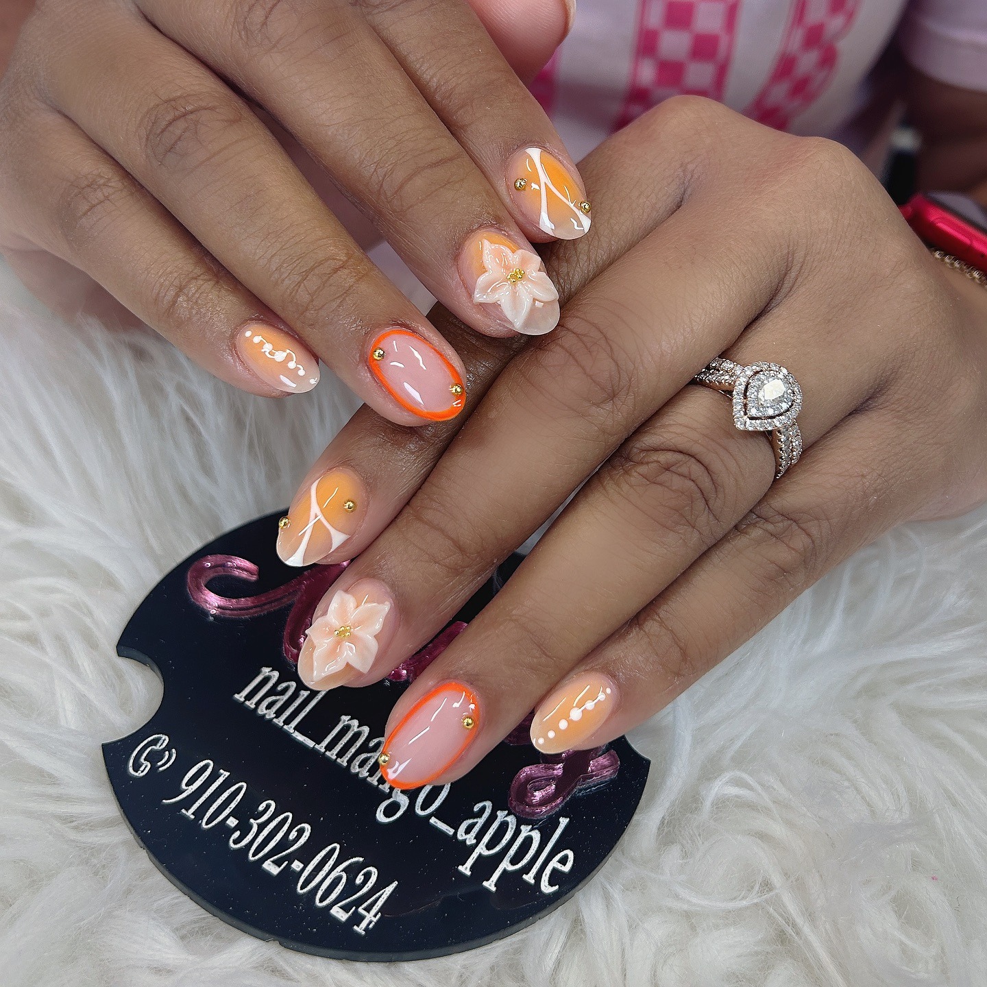 13. Peach Blossom Gradient Nails - short rounded nail ideas