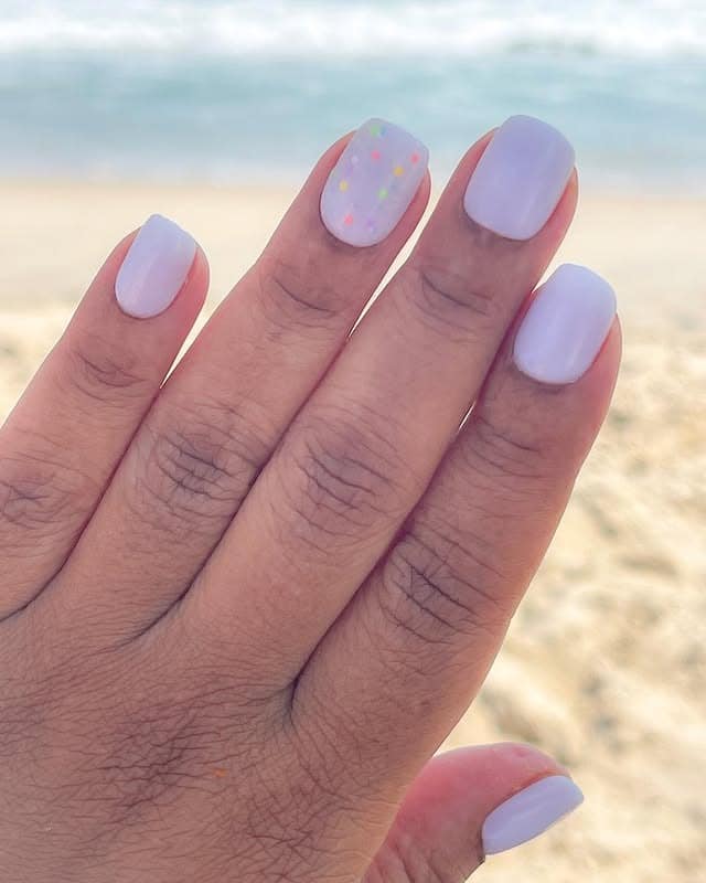 14. Lavender Polka Dot Matte Nails - short rounded nail ideas