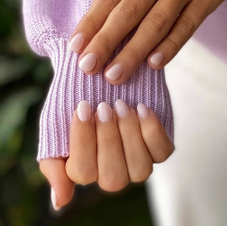 22. Milky Pink Natural Nails - short rounded nail ideas