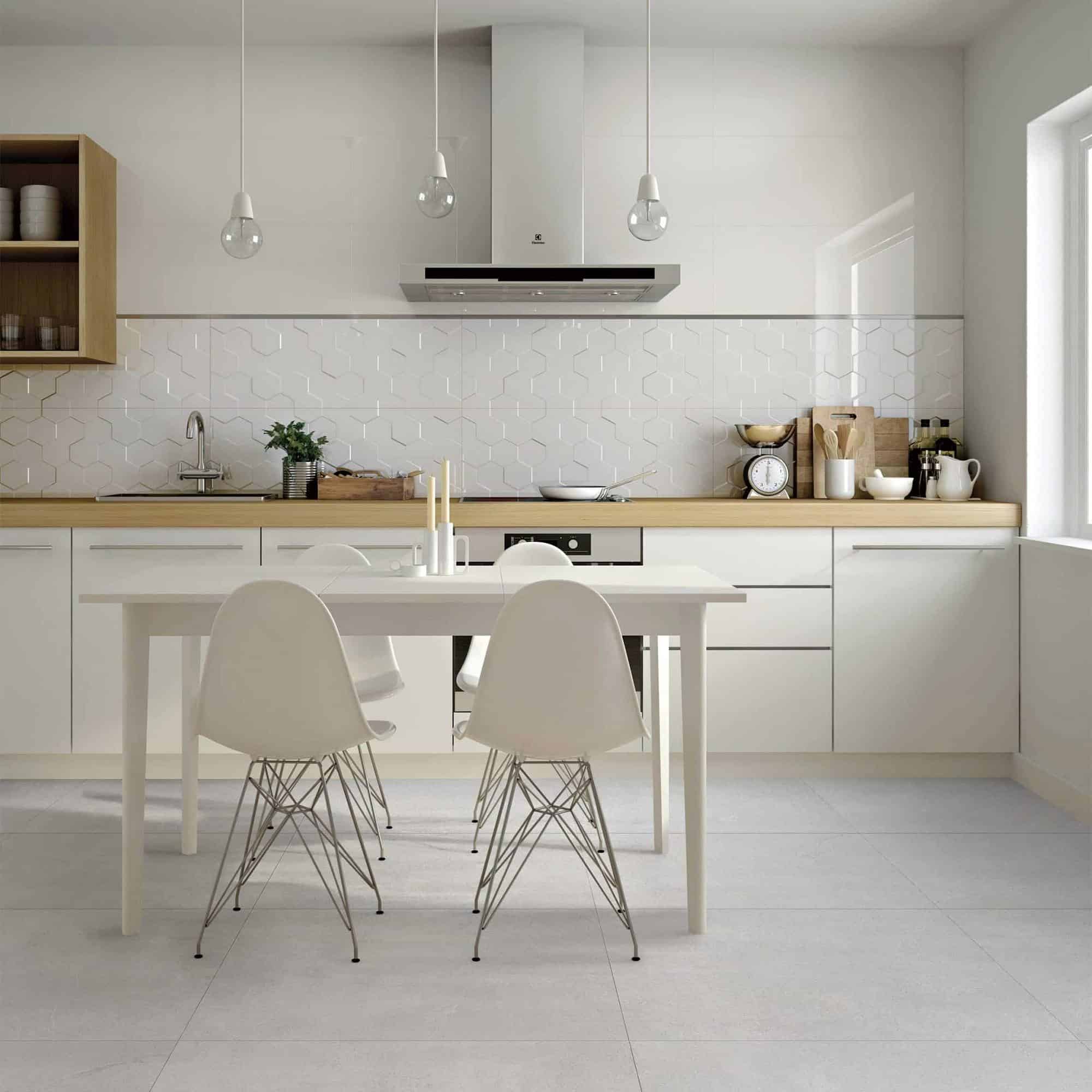 11. Scandinavian Simplicity with Warm Oak Touches - white kitchen floor ideas