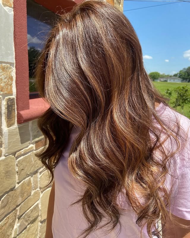 7. Golden Mocha Layers with Sunlit Dimension - Medium Brown Hair Color
