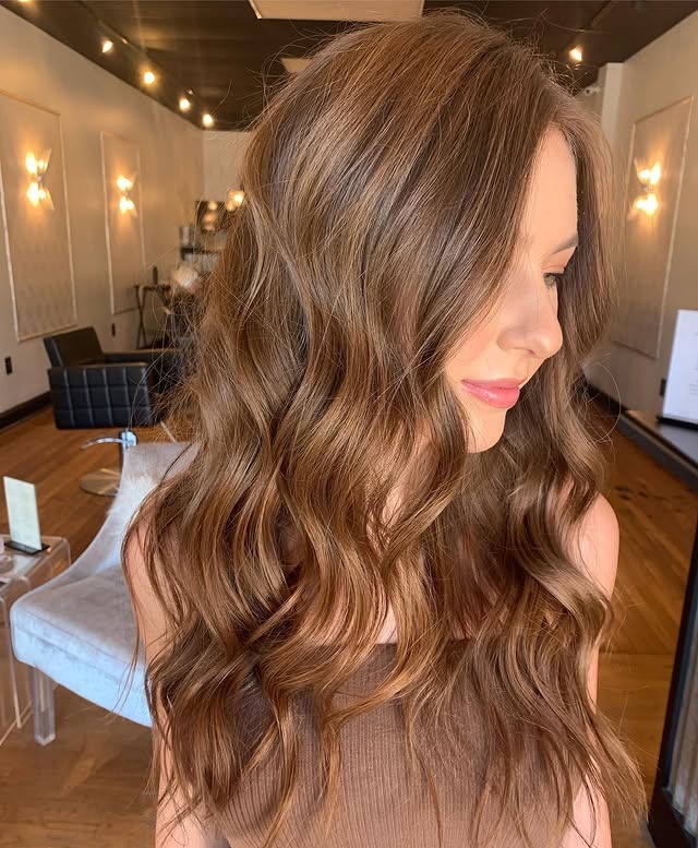 22. Warm Medium Brown with Loose Glamour Waves - Medium Brown Hair Color