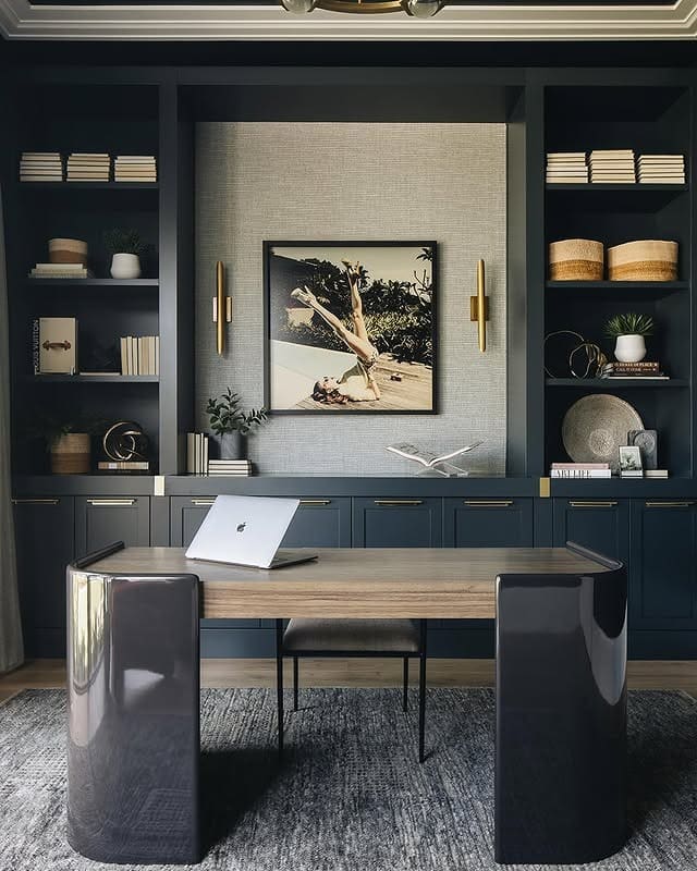 4. Modern Drama in Deep Navy - guest bedroom office ideas