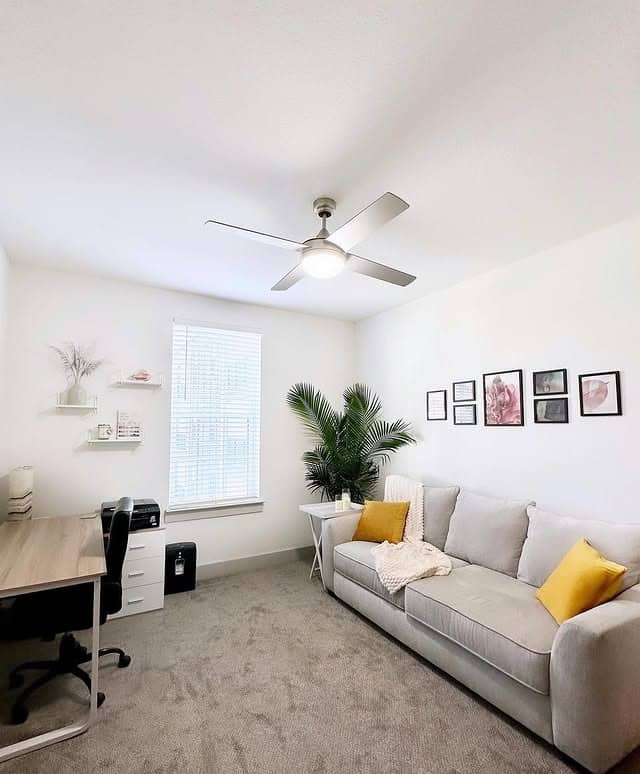 7. Bright Minimal with a Soft Touch - guest bedroom office ideas