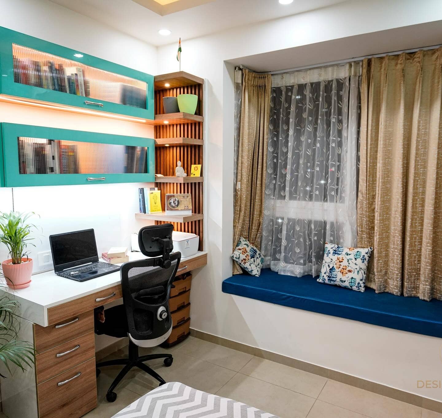 14. Bright and Playful Modern Study - guest bedroom office ideas