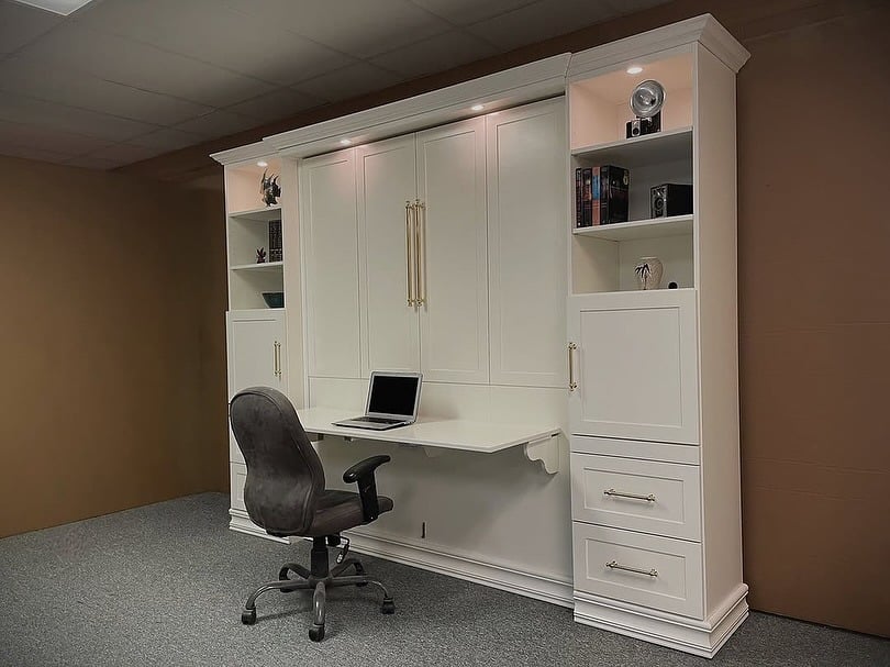 15. Classic Cream Wall-Bed Studio - guest bedroom office ideas