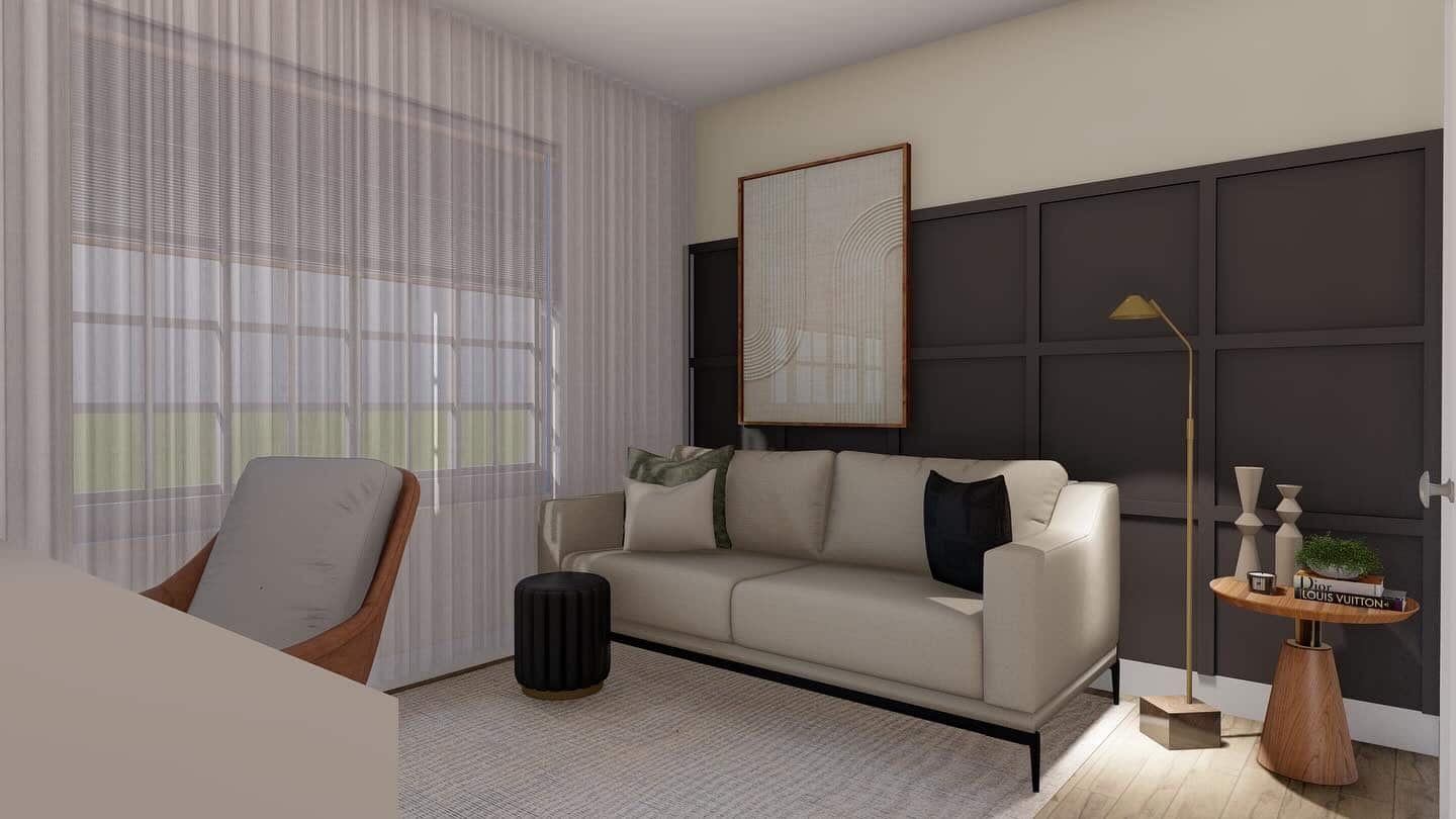 16. Soft Contrast with Modern Texture - guest bedroom office ideas