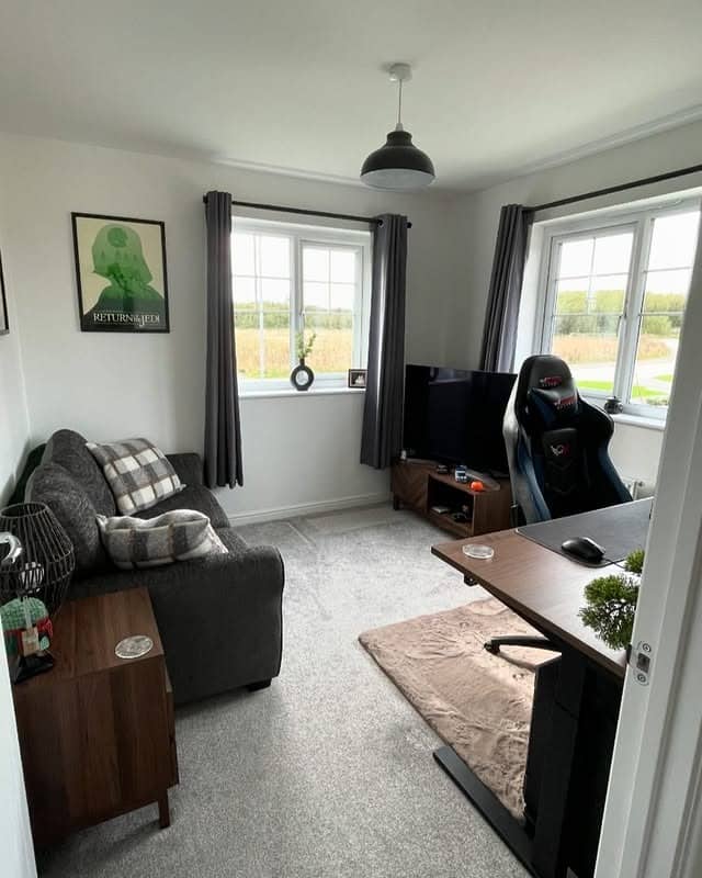 17. Dual Function in Cozy Gray - guest bedroom office ideas