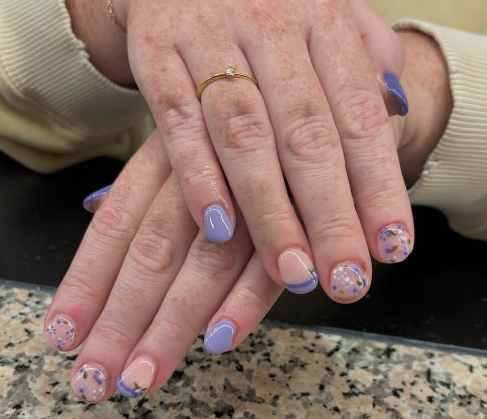2. Lilac Meadow Dots - short spring nail ideas