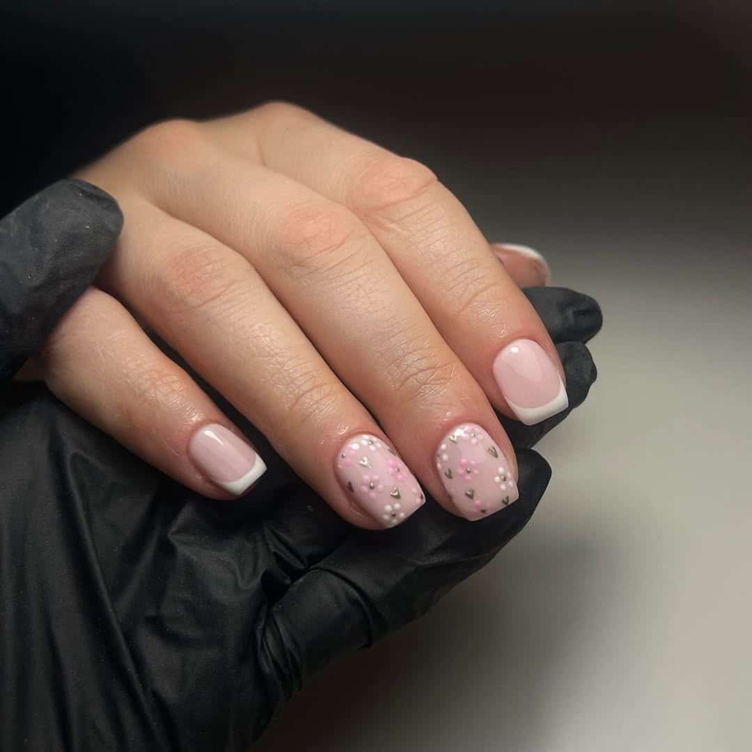 22. Petal French Charm - short spring nail ideas