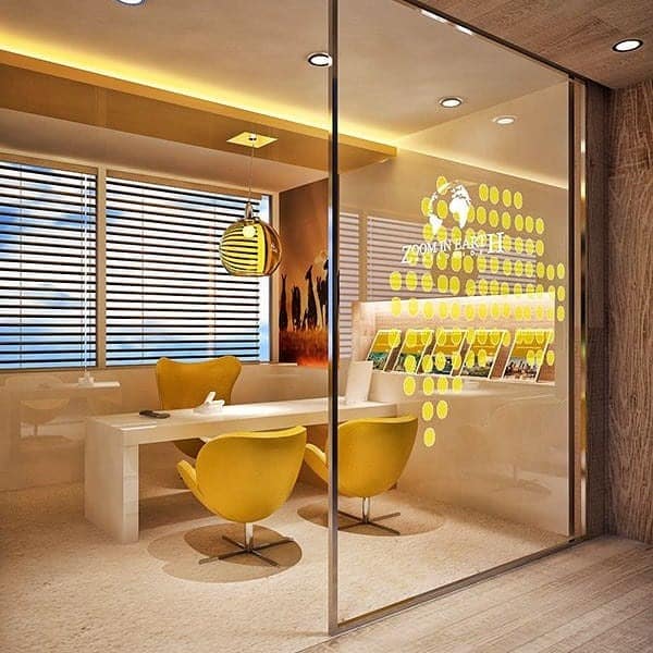 9. Contemporary Glow Lounge - yellow office ideas
