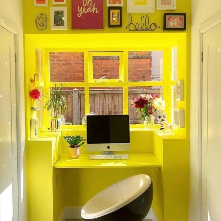 11. Hello Sunshine Nook - yellow office ideas
