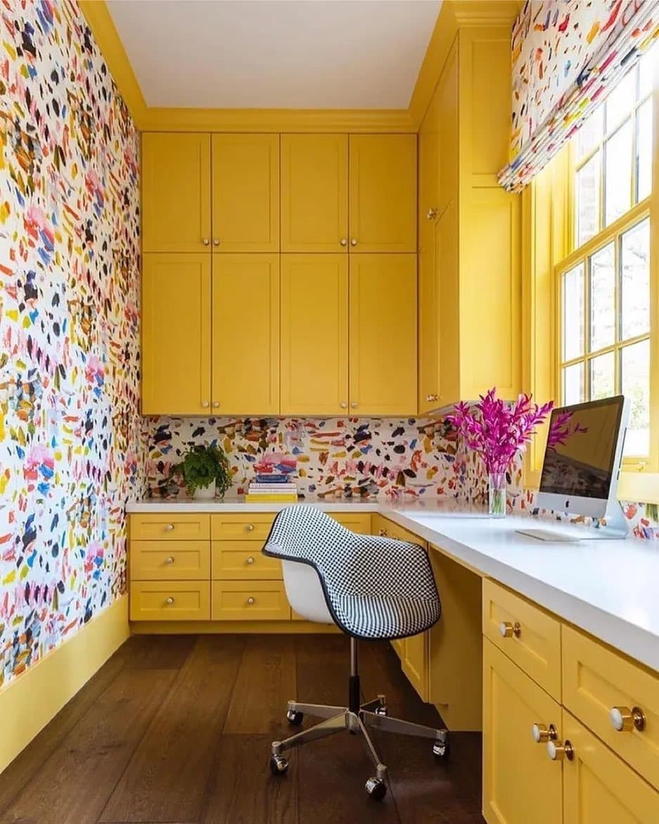 18. Confetti Cabinet Studio - yellow office ideas