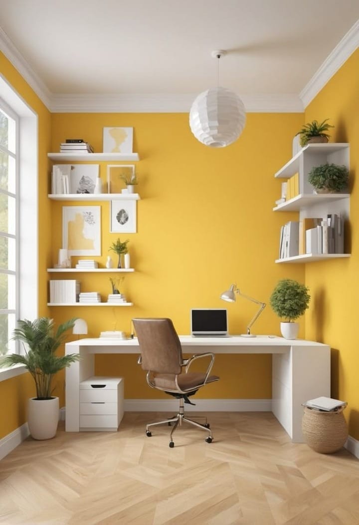 21. Golden Balance Office - yellow office ideas