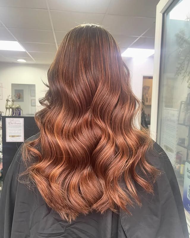 13. Glossy Copper-Chestnut Glamour - Chestnut Hair Color