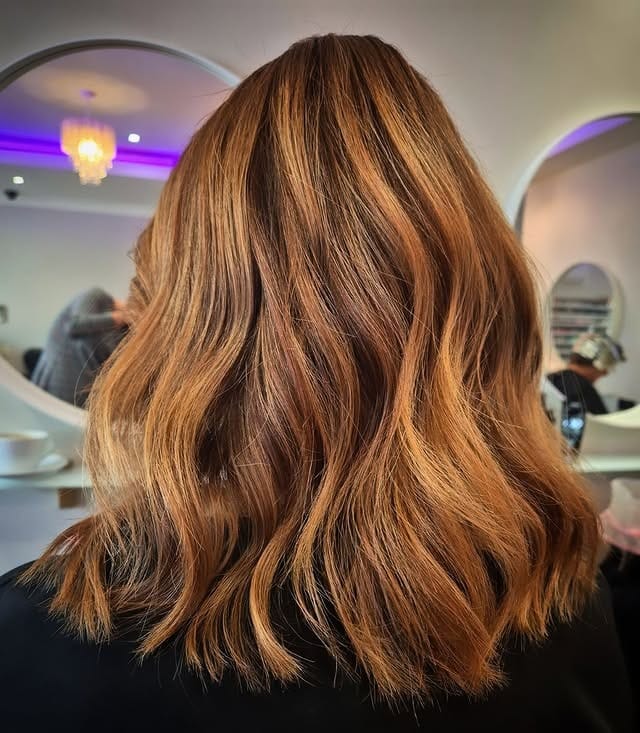 15. Soft Chestnut Lob with Caramel Veil - Chestnut Hair Color