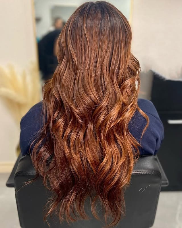 16. Deep Auburn Chestnut with Cascading Waves - Chestnut Hair Color