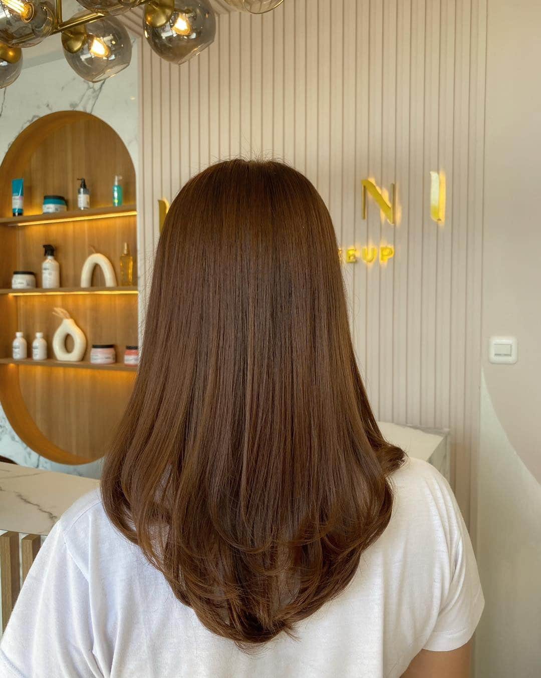 17. Refined Straight Chestnut Layers - Chestnut Hair Color