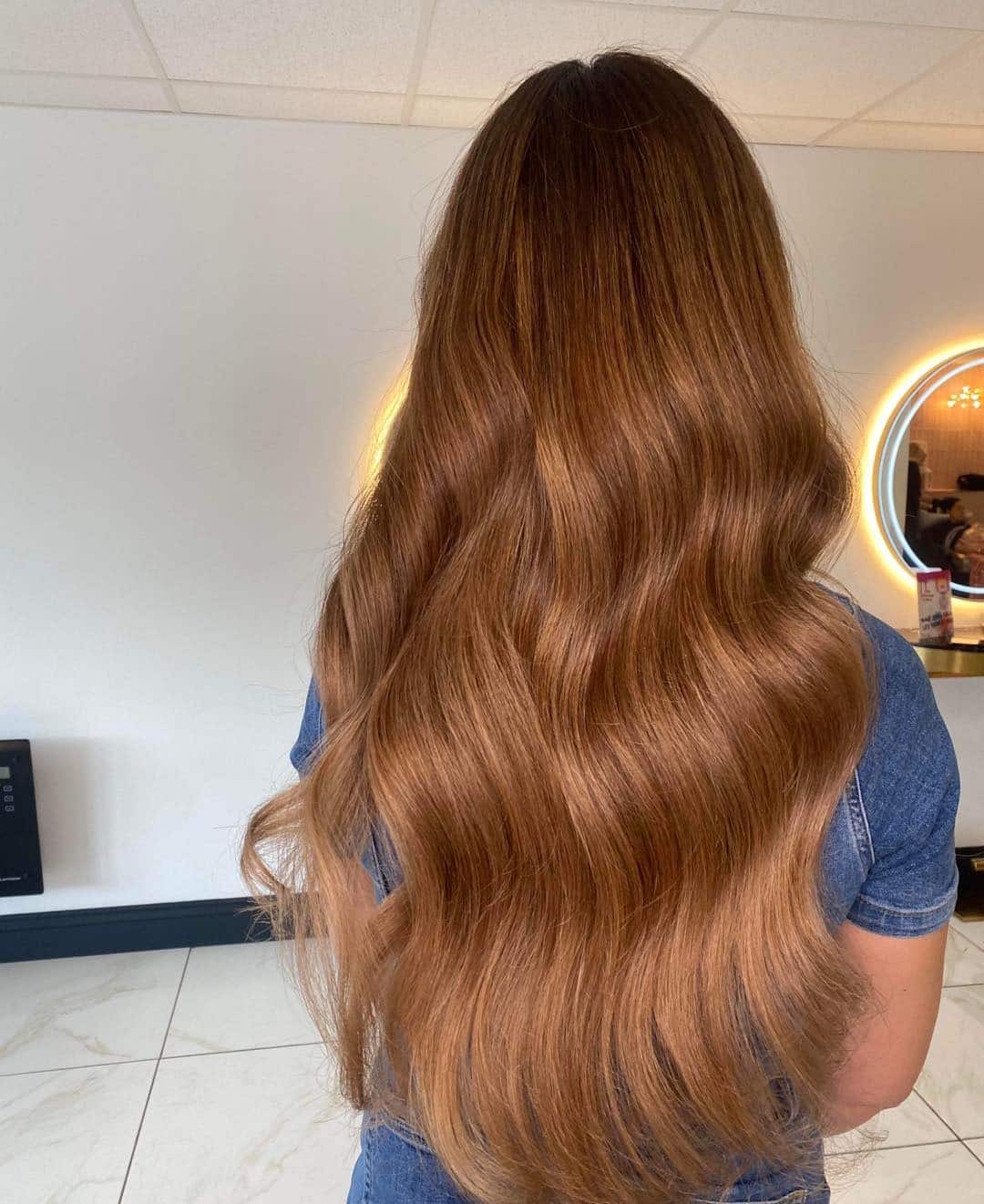 21. Silky Golden Chestnut Waves - Chestnut Hair Color