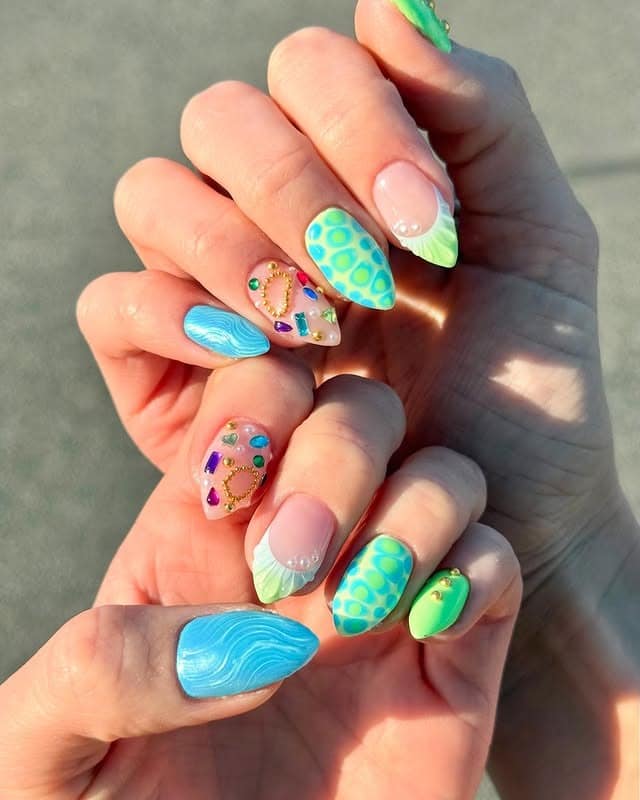 1. Tropical Lagoon Nails - simple beach nail ideas