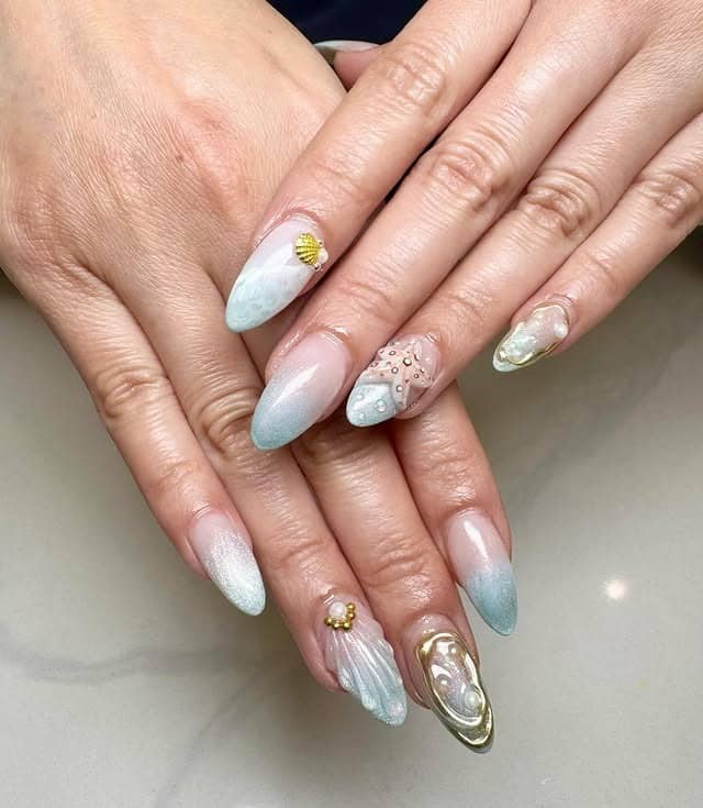 4. Ocean Pearl Chic - simple beach nail ideas