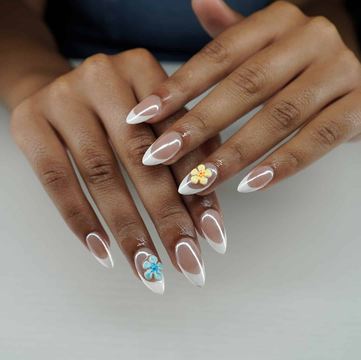 12. Island Breeze French Tips - simple beach nail ideas