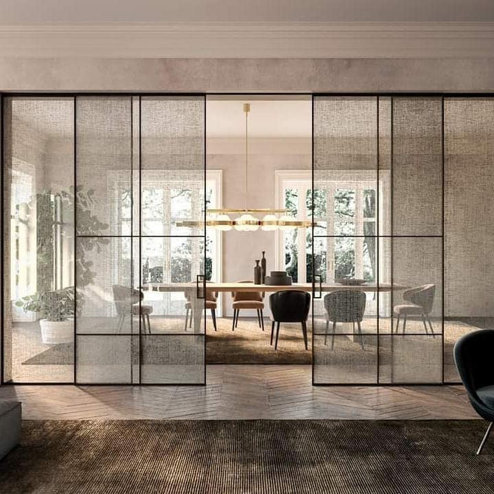 18. Textured Glass Divider Elegance - kitchen and living room divider ideas