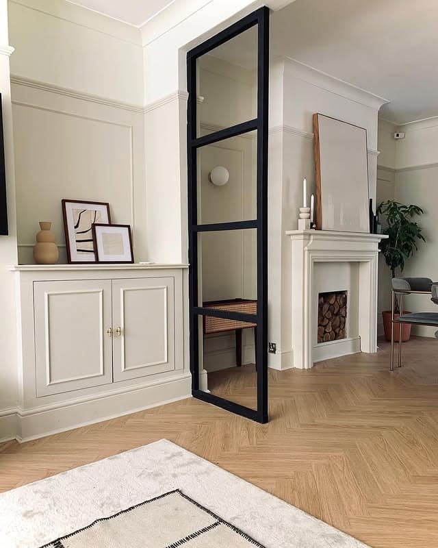 20. Minimalist Framed Divider Accent - kitchen and living room divider ideas