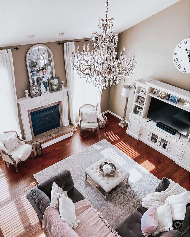 15. Romantic Crystal Elegance - living room chandelier ideas