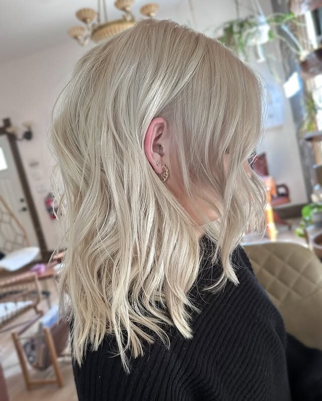 18. Textured Platinum Shag Lob - Platinum Blonde Hair
