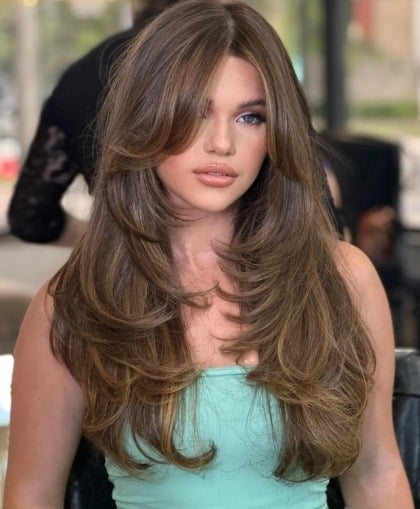 9. Butterfly Layers in Honey Brown Dimension - Butterfly Haircut for Women