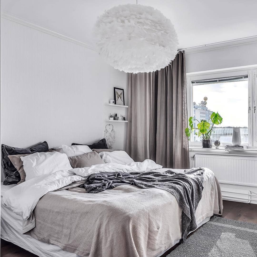 1. Soft Nordic Layers in Smoky Whites and Charcoal - grayscale bedroom ideas