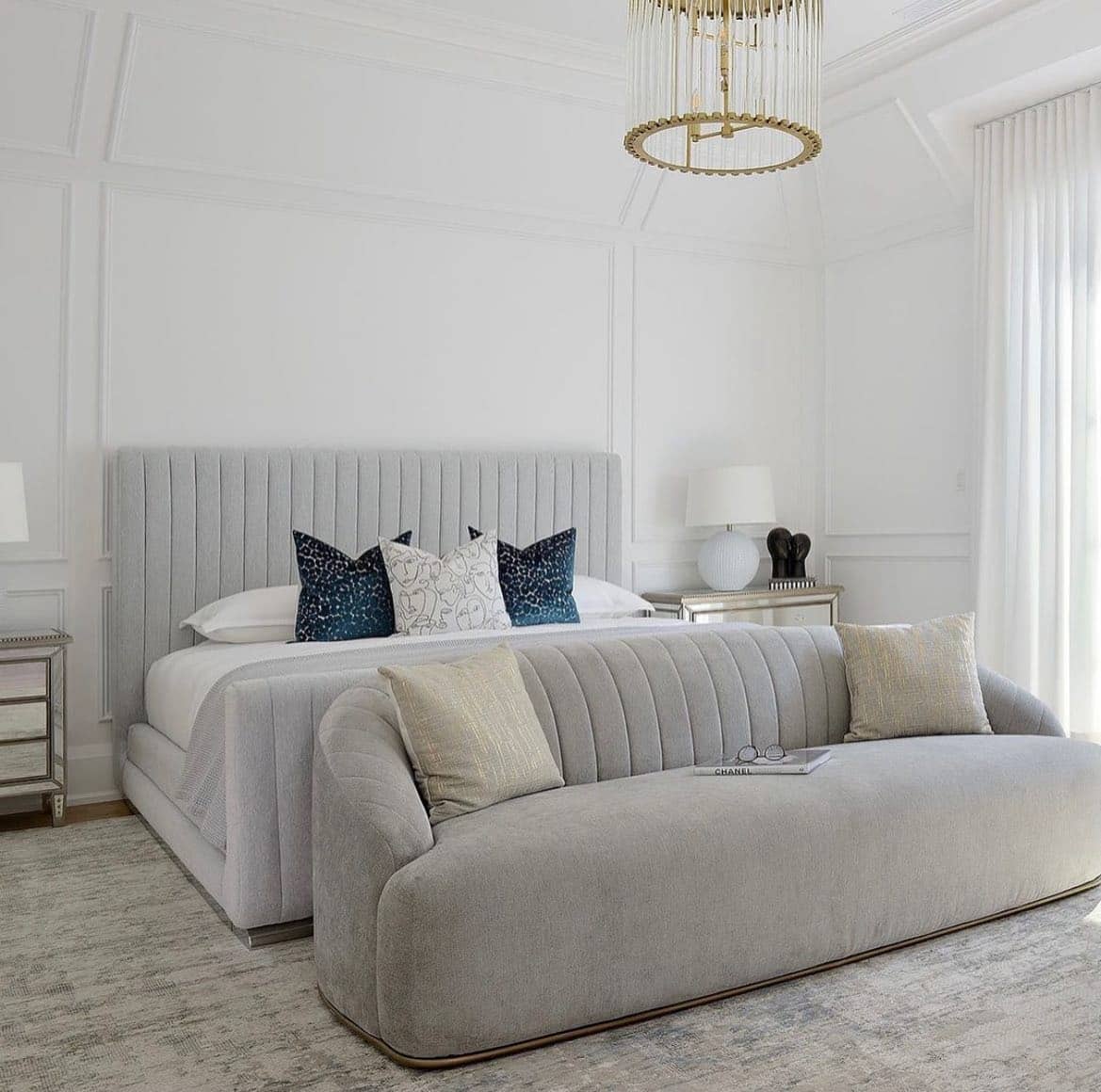 2. Tailored Elegance in Mist Gray and Pewter - grayscale bedroom ideas