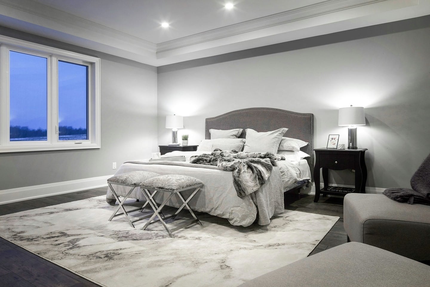 18. Frosted Grays with Plush Textures - grayscale bedroom ideas