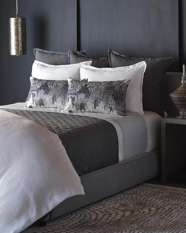 22. Charcoal Depth with Layered Textures - grayscale bedroom ideas