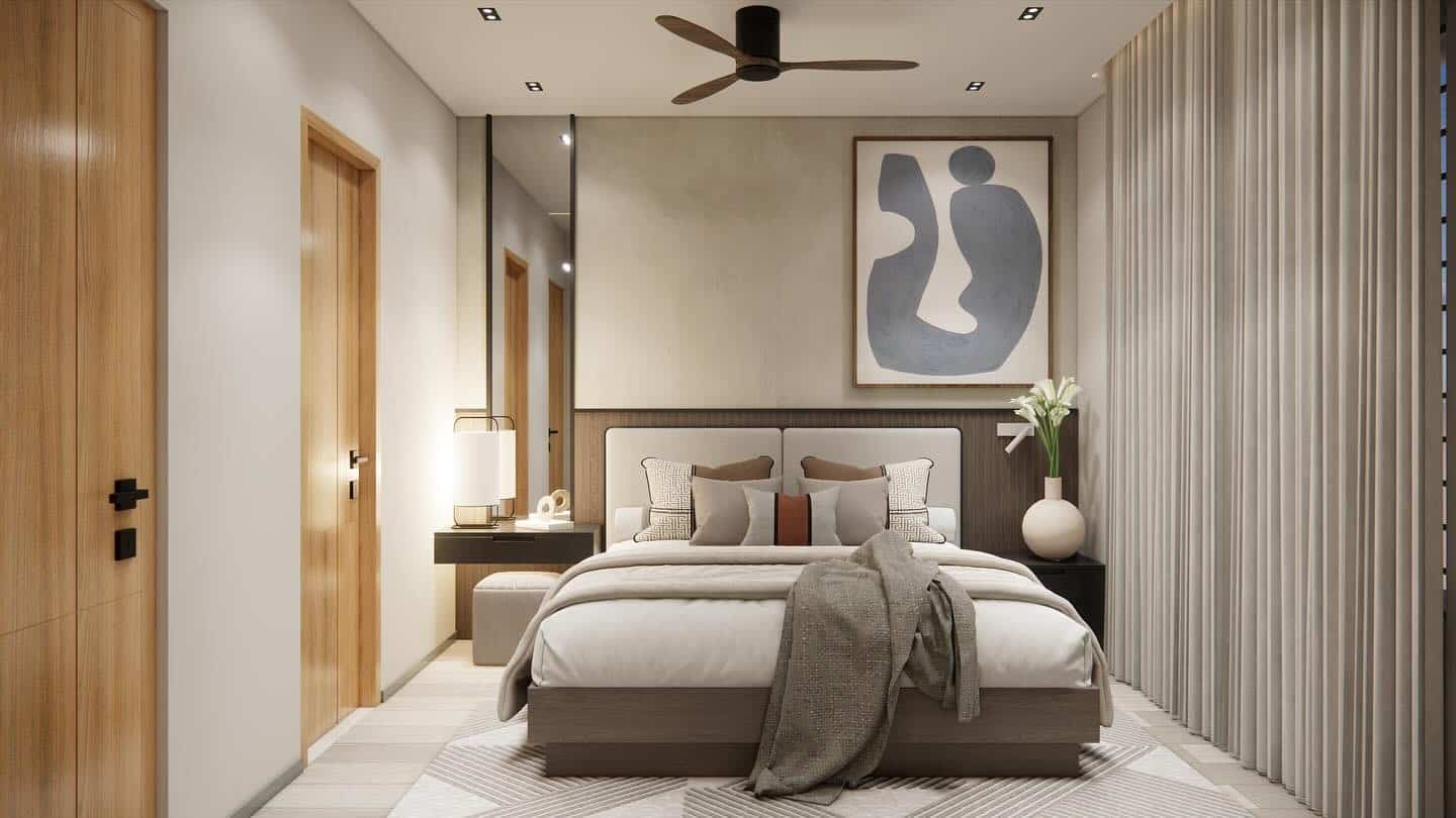 16. Soft Beige and Wood Modern Retreat - apartment bedroom ideas