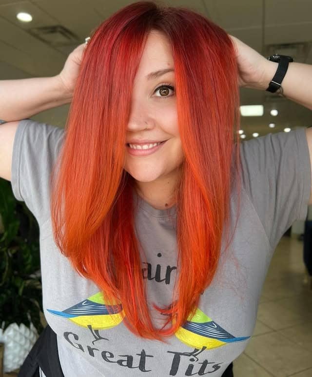 6. Amber-to-Orange Smooth Blend - Orange Hair Color