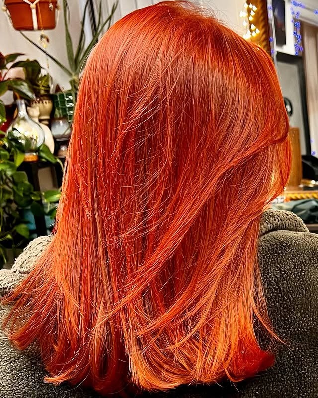 8. Polished Copper-Orange Shoulder Cut - Orange Hair Color