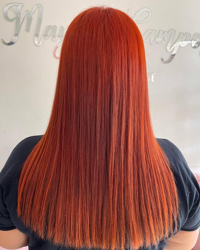 13. Straight Sepia-Orange Precision Cut - Orange Hair Color