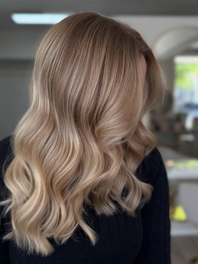 14. Soft Dark Blonde Medium-Length Waves with Light Sweep - Dark Blonde Hair Color with Highlights
