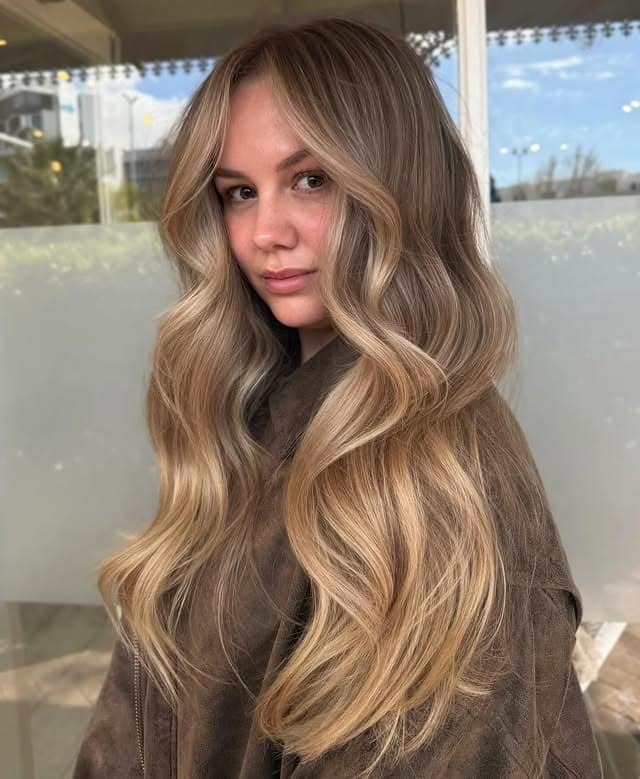 19. Warm Dark Blonde S-Waves with Gradual Brightness - Dark Blonde Hair Color with Highlights