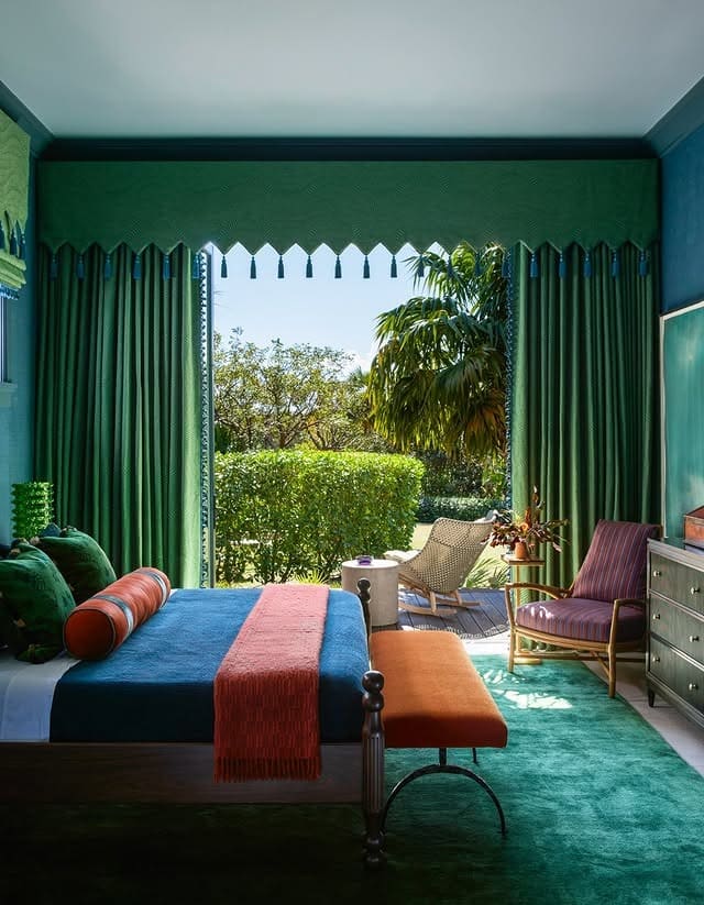 4. Emerald Garden Suite with Bold Jewel Tones - colorful bedroom ideas