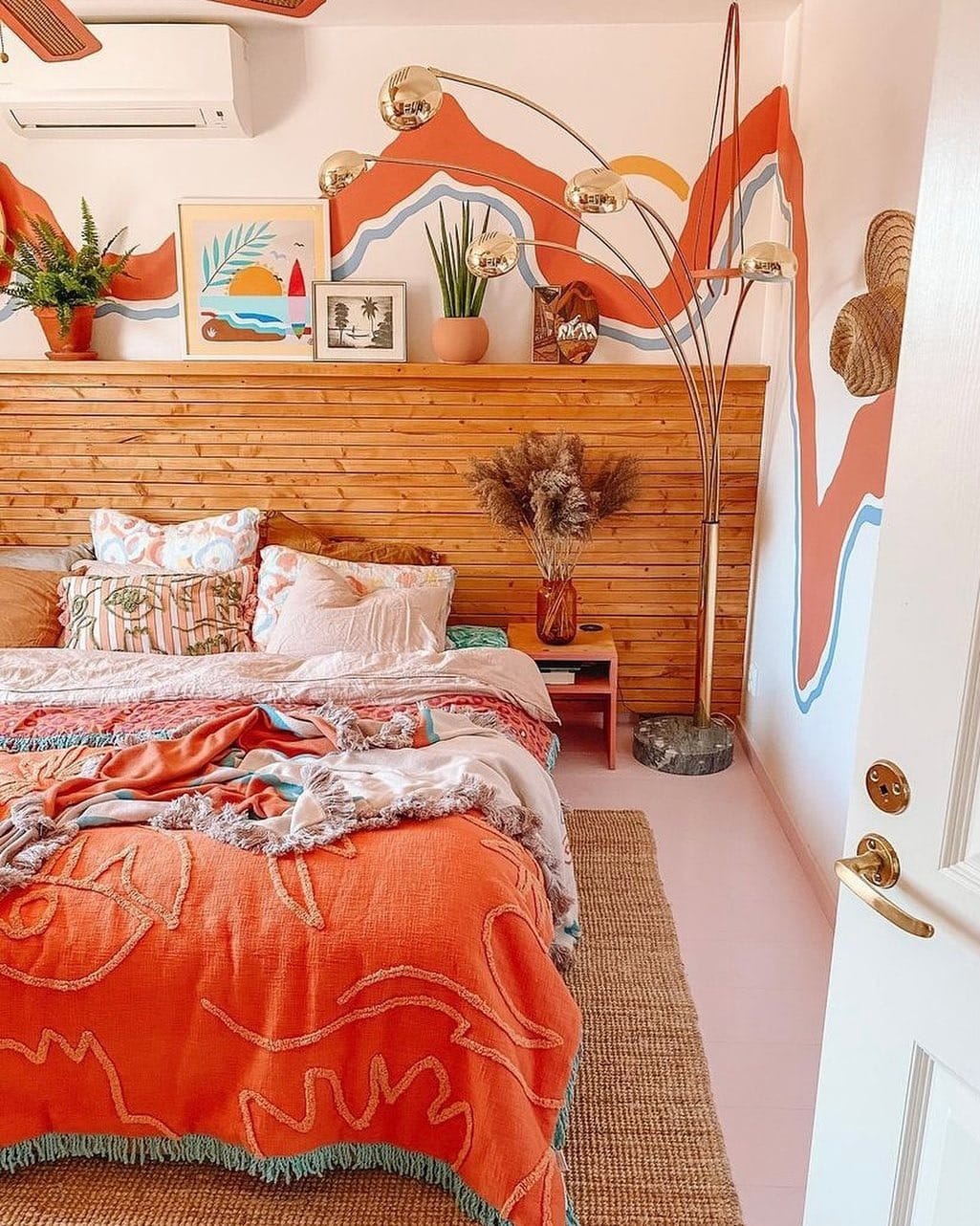9. Sunrise Desert Palette with Hand-Painted Murals - colorful bedroom ideas