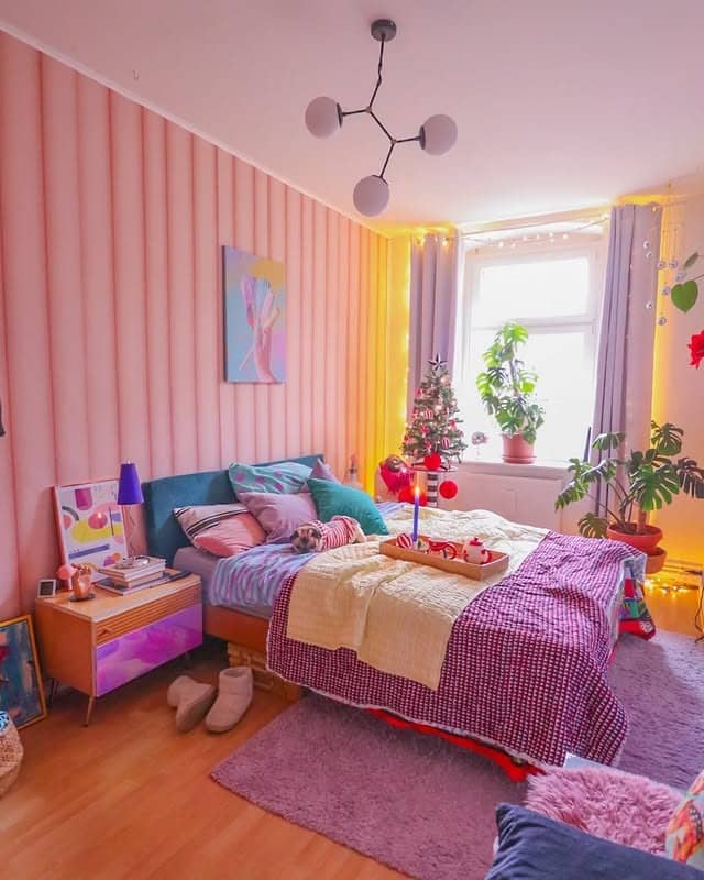 13. Pastel Glow Bedroom with Soft Color Play - colorful bedroom ideas